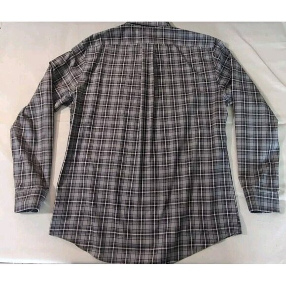Lands End Gray Plaid Tailored Fit Button Down Long Sleeve 16 1/2 No iron Twill - Picture 9 of 9